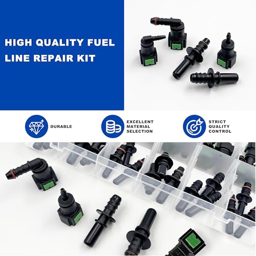 Daptemn 36 PCS Fuel Line Quick Connect Fittings Kit, 6 Set Nylon Fuel Line Repair Straight Elbow, Replace Automotive Fuel Line Adapter - SAE 9.89mm & 9.49mm & 7.89mm - Image 4