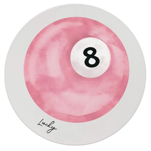 QUICQOD Coquette Mouse Pad, Trendy Round Mouse Pad, Disco Ball Mousepad Pink Lucky 8,Preppy,Non-Slip Rubber Base Mousepads for Home Office Dorm Desk Decor,8.7 x 8.7 Inch - Image 1