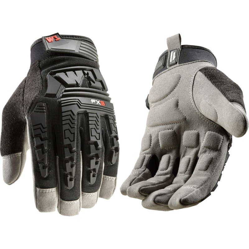 Wells Lamont FX3 Extreme Dexterity Impact Protection Work Gloves â€“ Heavy Duty Construction Gloves for Men â€“ Synthetic Leather, D3O Technology, TPR Knuckle Padding, Adjustable Fit â€“ Black - L - Image 1