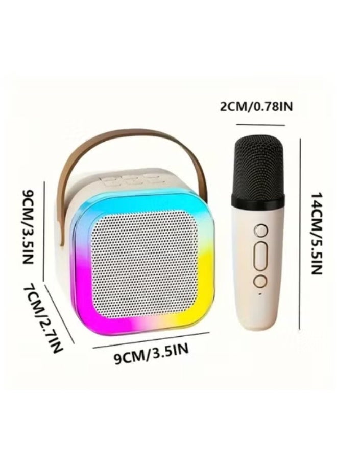 Mini Karaoke Machine with 2 Microphones  Portable Bluetooth Speaker with Voice Effects & LED Lights - Image 2