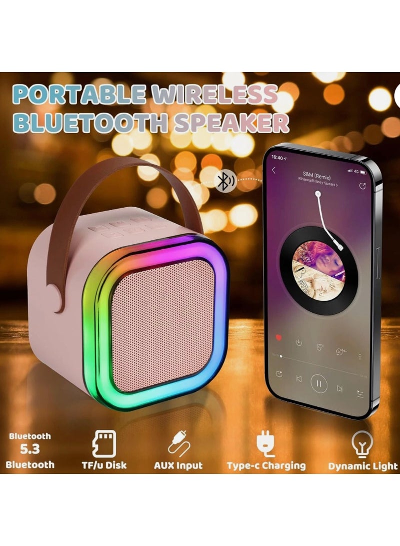 Mini Karaoke Machine with 2 Microphones  Portable Bluetooth Speaker with Voice Effects & LED Lights - Image 5