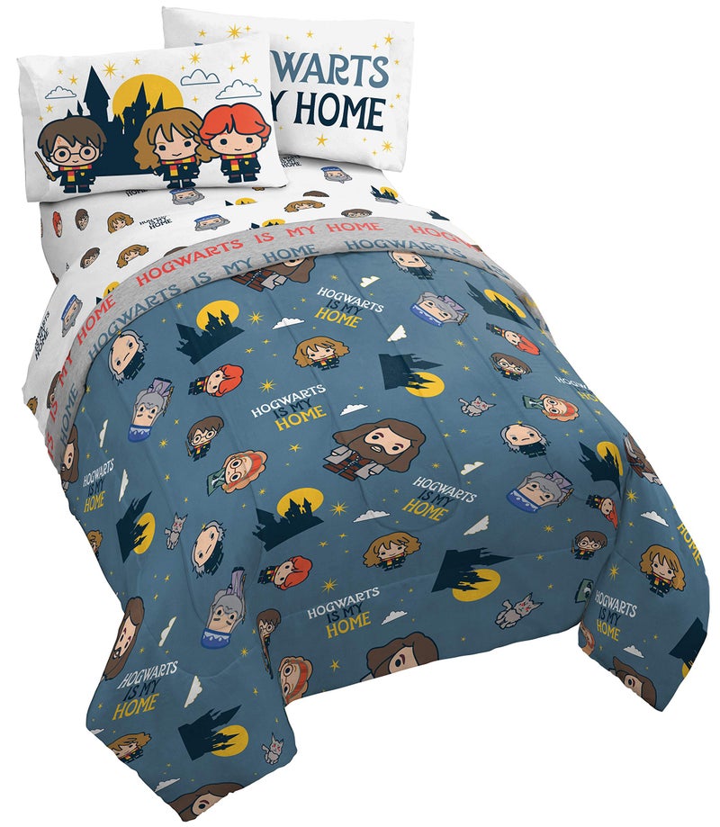 Jay Franco Harry Potter is My Home 4 Piece Twin Bed Set Bedding Features Harry Ron Hermoine Hagrid and Dumbledore