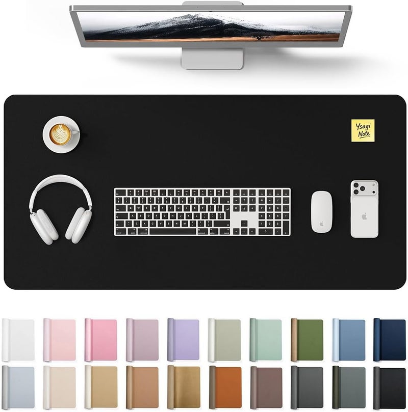 Y&D Mouse Pad XXXL, Large Mousepad, Leather Office Desk Mat Protector, Non-Slip, PU Leather, Laptop Desk Blotter, Waterproof Writing Pad for Office and Home(Black, 900 * 430mm) - Image 1