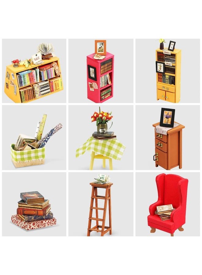Rolife DIY Miniature Dollhouse Kit,Library Furniture LED,Wooden Dollhouse Kit,Best Birthday Women Girls - Image 3