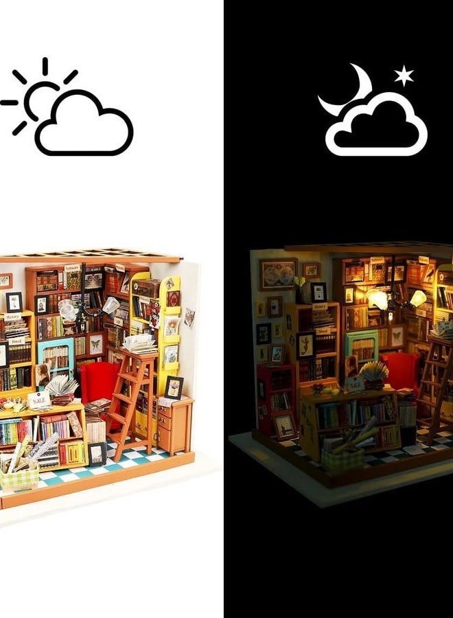 Rolife DIY Miniature Dollhouse Kit,Library Furniture LED,Wooden Dollhouse Kit,Best Birthday Women Girls - Image 2