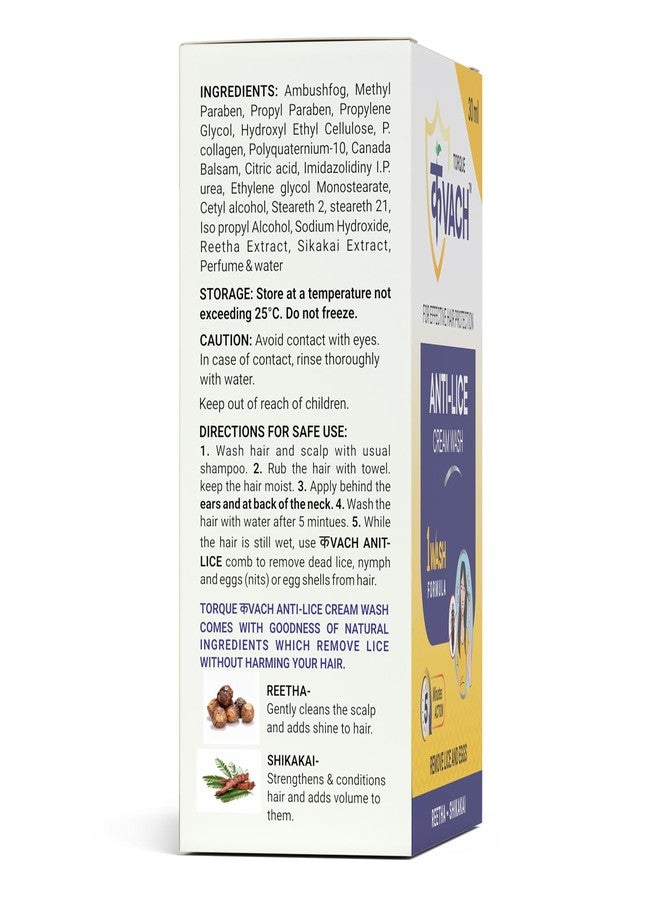 Torque kvach AntiLice Cream Wash | Removes Lice and Nits |Made with Reetha & Shikakai 30 ml With Lice & Nits Remover Comb For Of 4 - Image 3