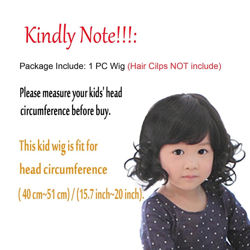 OMORFIEER Black Curly Wigs for Kids Child Bangs Heat Friendly Cosplay Wig - Image 3