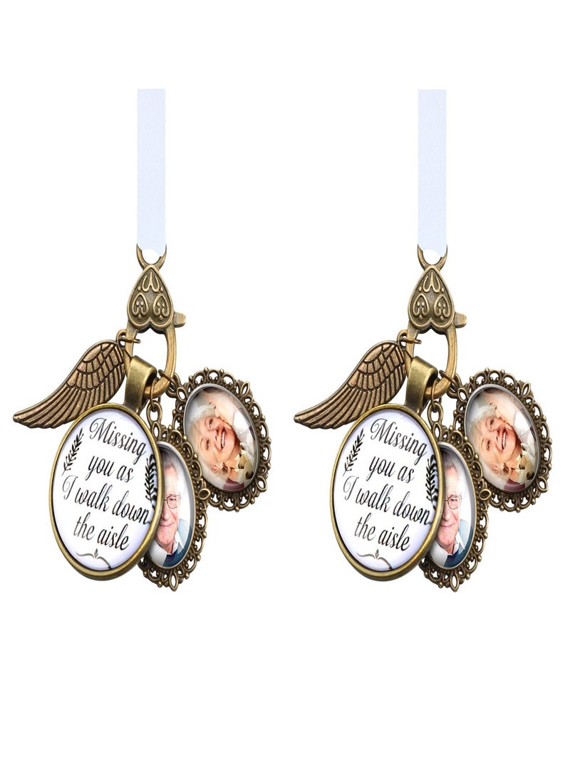 Excefore Bouquet Photo Charm Bridal Bouquet Charm Wedding Photo Bouquet Charm Jewelry Gift Custom Memorial Photo Keepsake for Bridal Shower Wedding Bachelor Party 2PCS - Image 1