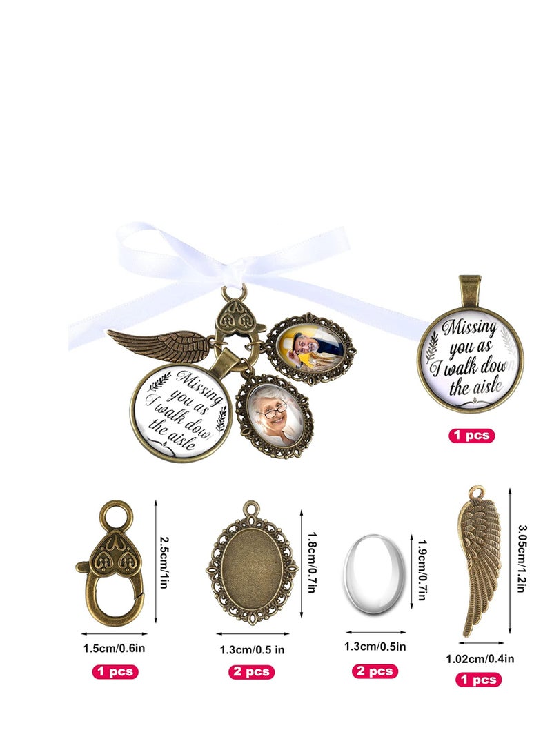 Excefore Bouquet Photo Charm Bridal Bouquet Charm Wedding Photo Bouquet Charm Jewelry Gift Custom Memorial Photo Keepsake for Bridal Shower Wedding Bachelor Party 2PCS - Image 2