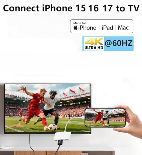 Wahbite Apple USB C to HDMI Multiport Adapter for iPhone 15/16/17 MacBook Pro Air iPad Pro, MFi Certified Type-C Digital AV Hub with 4K@60Hz HDMI, USB 3.0, 100W PD Compatible with Samsung Galaxy, Pixelbook - Image 2
