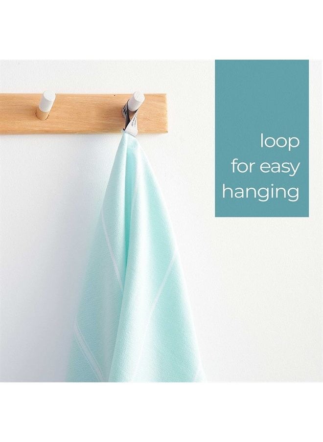 Cacala 100% Turkish Cotton Kitchen Tea Towels, Highly Absorbent Luxury Soft Quick Drying Dish Towel with Hanging Loop for Gym, Yoga, Bath, Sports, Cleaning and Kitchen (23 x 36), Aquamarine 