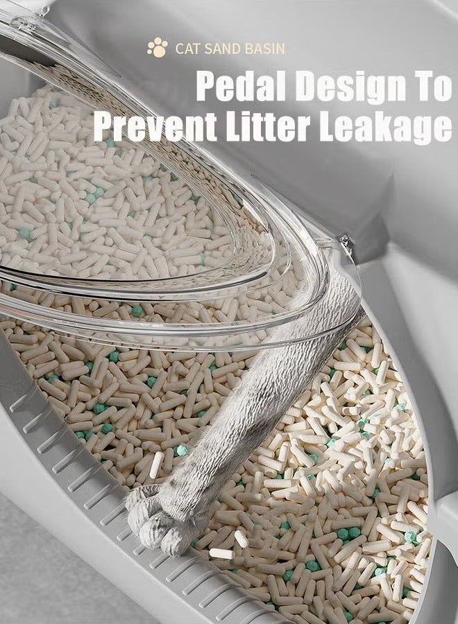 Cat Litter Box with High Wall and Lid, Supplies with Plastic Scoop, New Style Fully Enclosed Foldable Animal Pet Cat Toilet, Anti-Splashing, Prevent Sand Leakage, Detachable Small Pet Toilet, Oversized Detachable Cat Litter Box with Odor-proof Splash Cat Litter Proof Filter , Deodorizing Non-Sticky and Easy to Clean, Suitable for All Kinds of Pet Litter(Grey) - Image 5