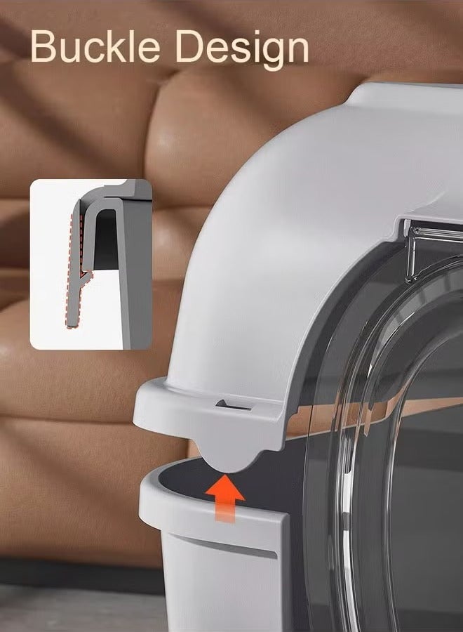 Cat Litter Box with High Wall and Lid, Supplies with Plastic Scoop, New Style Fully Enclosed Foldable Animal Pet Cat Toilet, Anti-Splashing, Prevent Sand Leakage, Detachable Small Pet Toilet, Oversized Detachable Cat Litter Box with Odor-proof Splash Cat Litter Proof Filter , Deodorizing Non-Sticky and Easy to Clean, Suitable for All Kinds of Pet Litter(Grey) - Image 4