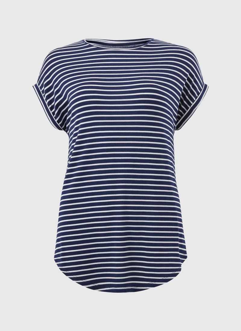 Matalan Blue/White Navy Stripe Longline T-Shirt for Women | Best Price UAE