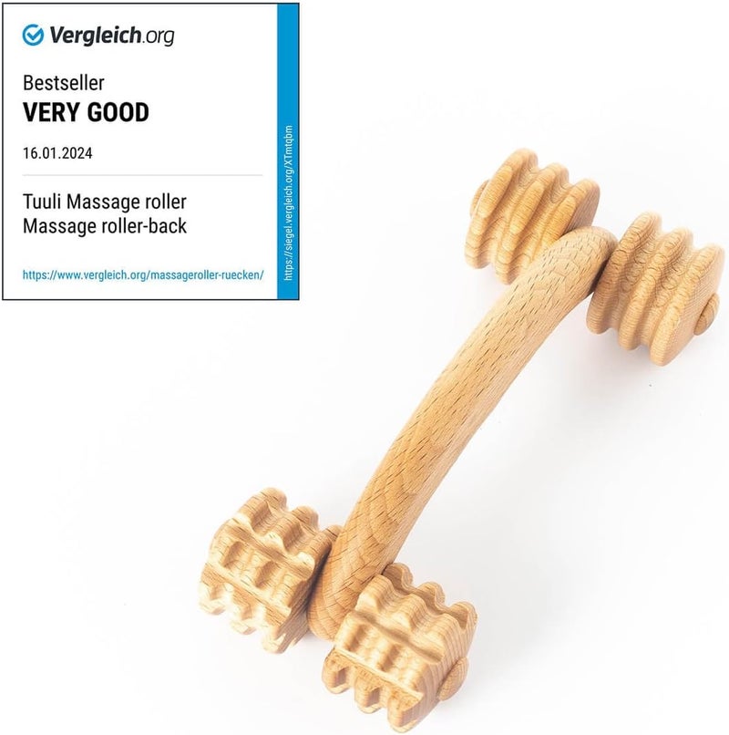 tuuli Accessories Back Massage Muscle Roller Tool Massager for Neck Shoulder Arms Legs Body Wooden 7 x 3 inches - Image 3