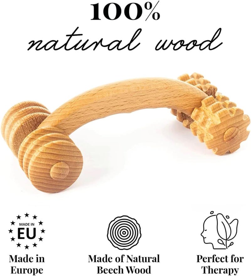 tuuli Accessories Back Massage Muscle Roller Tool Massager for Neck Shoulder Arms Legs Body Wooden 7 x 3 inches - Image 2