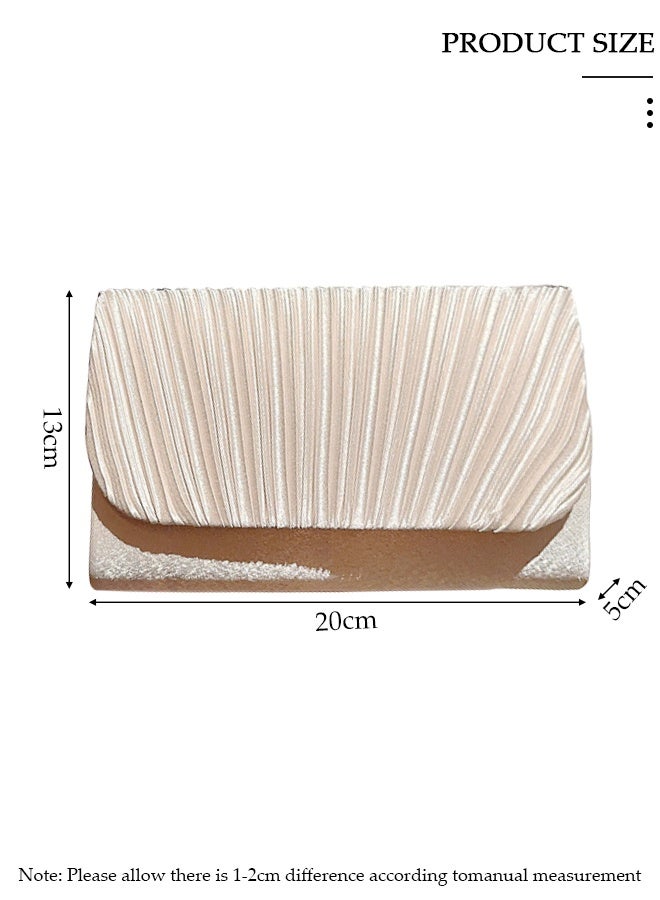 DUNISO Womens Evening Clutch Bag All-matching Pleated Handbag Exquisite Evening Clutch Bag Banquet Wedding Clutch Purse Fashion Pleated Clutch Purse For Women All-match Shoulder Bag Evening Clutch Bag - Image 2