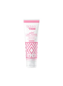 Skinny Tan SkinnyTan 1 Day Instant Tanner  Self Tanning Lotion for Face and Body  SkinPerfecting Coverage with Delicious Scent  Easy Rinse  Medium  33 oz 