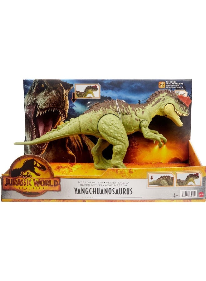 Mattel Games Jurassic World Dominion Massive Action Yangchuanosaurus Dinosaur Figure with Attack Movement, Toy Gift with Physical and Digital Play - Image 1