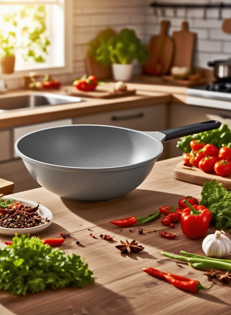 PROCILA Non-Stick Granite Wok Pan Grey 30cm - Image 2