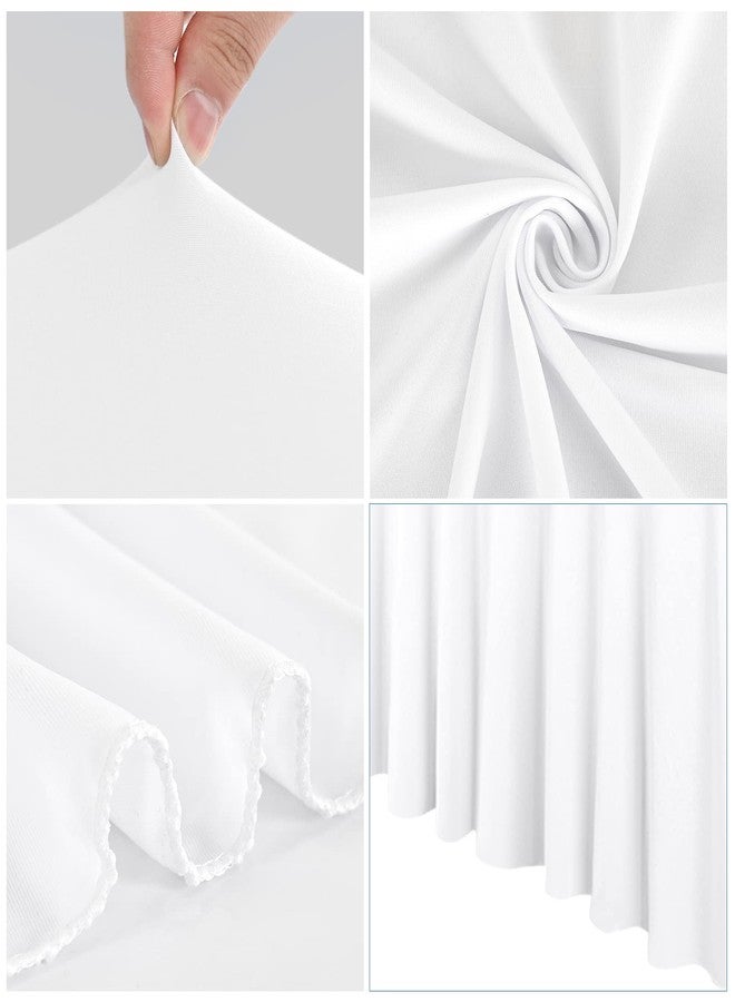 FXKS 2 Pack 8Ft Spandex Table Skirts White Stretch Tablecloth with Skirts for 8 Foot Rectangle Tables, Washable Wrinkle Resistant Fitted Elastic Table Skirts for Wedding Party Banquet Events - Image 5
