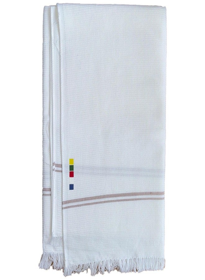GOKYO Kaza 100% Cotton Lightweight Compact Bath Towel-Pack of 1 157 * 60 cm 100% Cotton, high absorbtion, Fast Dry,Waffle Weave Lightweight Compact for Outdoor Travellers -White - Image 1