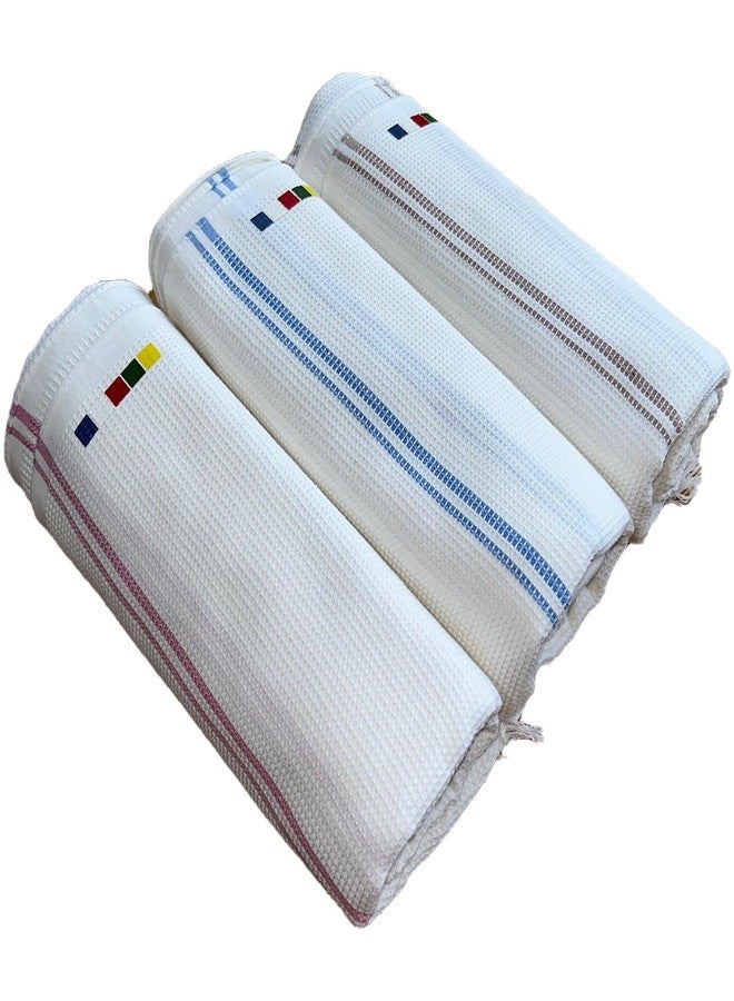GOKYO Kaza 100% Cotton Lightweight Compact Bath Towel-Pack of 1 157 * 60 cm 100% Cotton, high absorbtion, Fast Dry,Waffle Weave Lightweight Compact for Outdoor Travellers -White - Image 3
