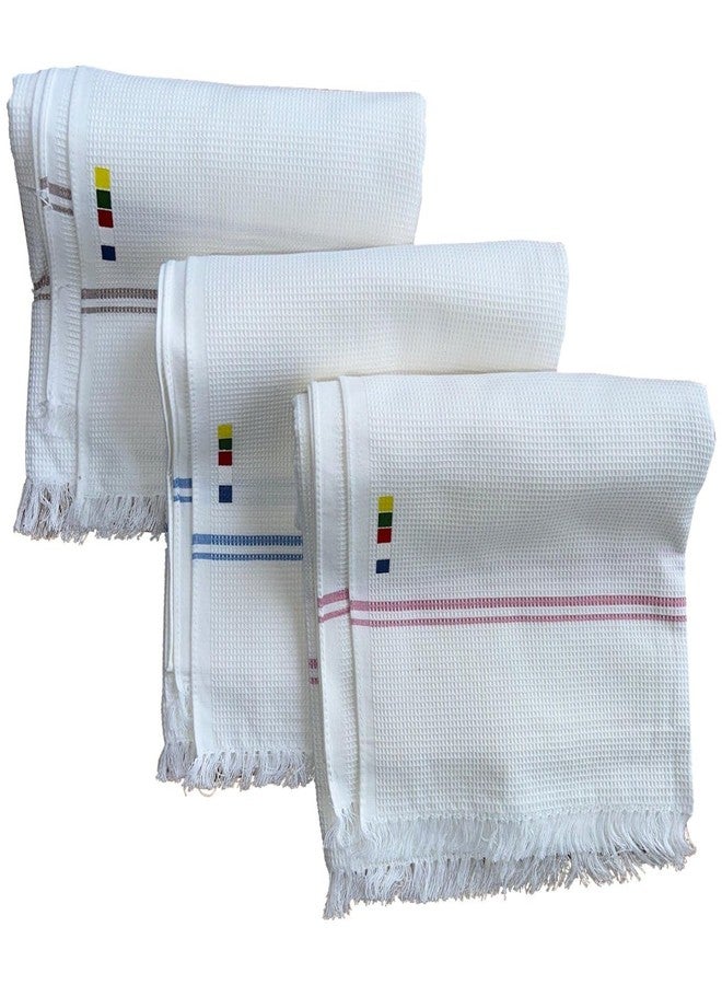 GOKYO Kaza 100% Cotton Lightweight Compact Bath Towel-Pack of 1 157 * 60 cm 100% Cotton, high absorbtion, Fast Dry,Waffle Weave Lightweight Compact for Outdoor Travellers -White - Image 2