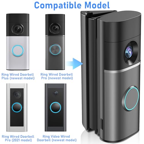 Pyfhy R/ing Doorbell Angle Mount Adjustable 35 to 55 Degree Compatible with Wired Doorbell Pro/Plus, Camera Door Mount Wedge Kit, Left/Right Universal Installation Corner Holder for Apartment Door - Image 2