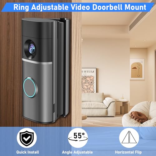 Pyfhy R/ing Doorbell Angle Mount Adjustable 35 to 55 Degree Compatible with Wired Doorbell Pro/Plus, Camera Door Mount Wedge Kit, Left/Right Universal Installation Corner Holder for Apartment Door - Image 5