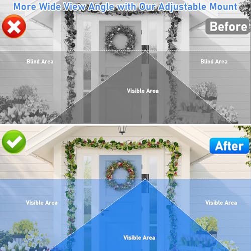 Pyfhy R/ing Doorbell Angle Mount Adjustable 35 to 55 Degree Compatible with Wired Doorbell Pro/Plus, Camera Door Mount Wedge Kit, Left/Right Universal Installation Corner Holder for Apartment Door - Image 3