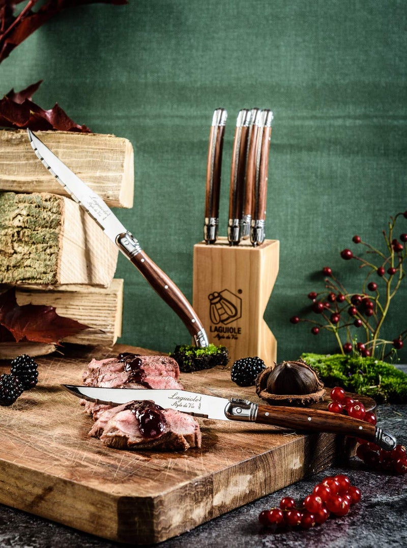 Laguiole Style de Vie Premium Line Steak Knife 1.8 mm Thick 6 Pieces Wood Colour - Image 1