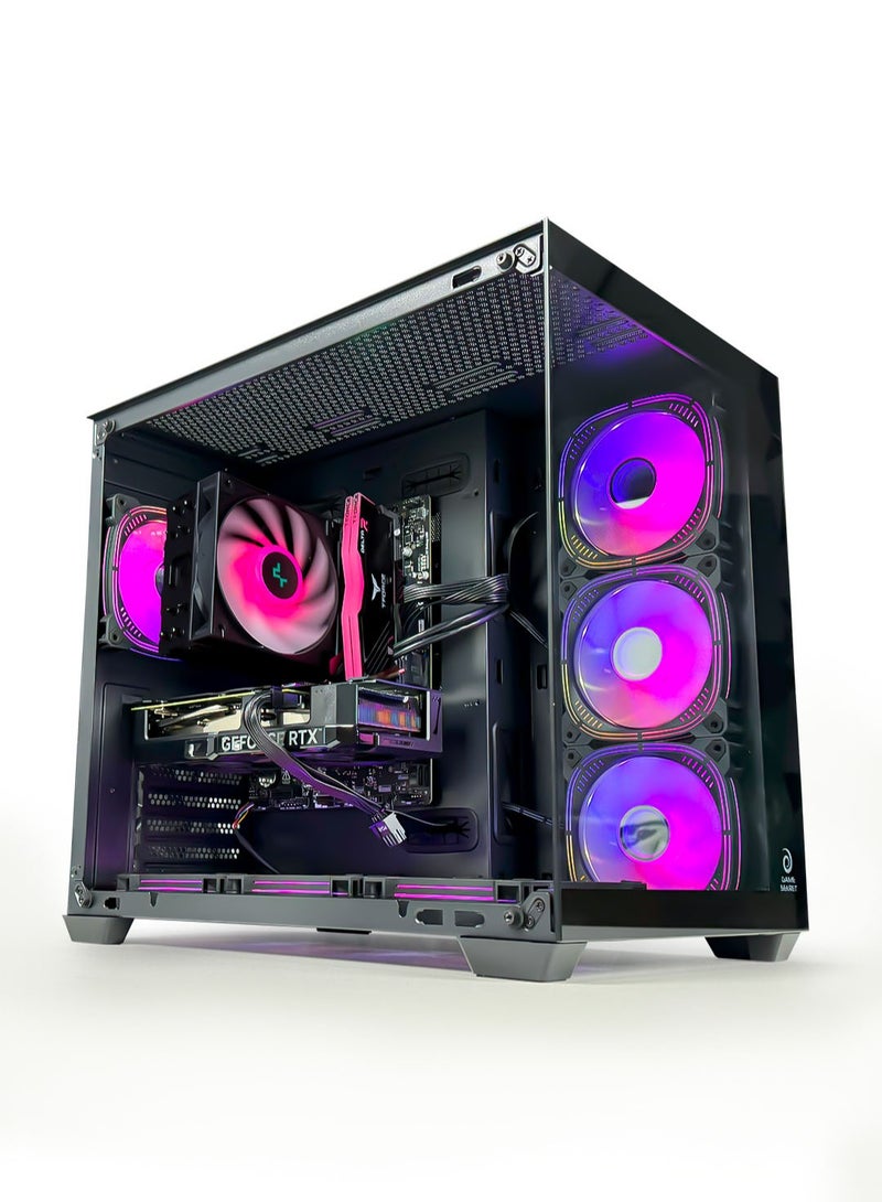 Game Sekret حاسوب الألعاب Infinity Gaming PC من Game Sekret – بمعالج Intel Core i5-12400F، وبطاقة رسوميات GeForce RTX 5060Ti بسعة 8 جيجابايت، وذاكرة DDR4 بسعة 16 جيجابايت، وتخزين SSD NVMe بسعة 1 تيرابايت، ومبرّد هوائي، ولوحة أم H610، ومزوّد طاقة 650 واط بمعيار 80+، واتصال WiFi وBluetooth، ونظام تشغيل Windows 11 Pro، مع ضمان لمدة سنة واحدة. None - Image 1