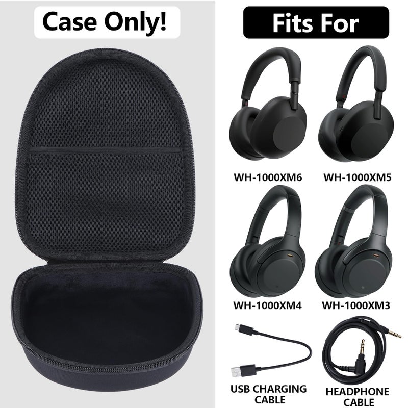 RIYADAone Hard Case Replacement for Sony WH-1000XM6, WH-1000XM5, WH-1000XM4, WH-1000XM3 Noise Canceling Headphones, Portable Travel Headphone Cases (Black Case) - Image 3