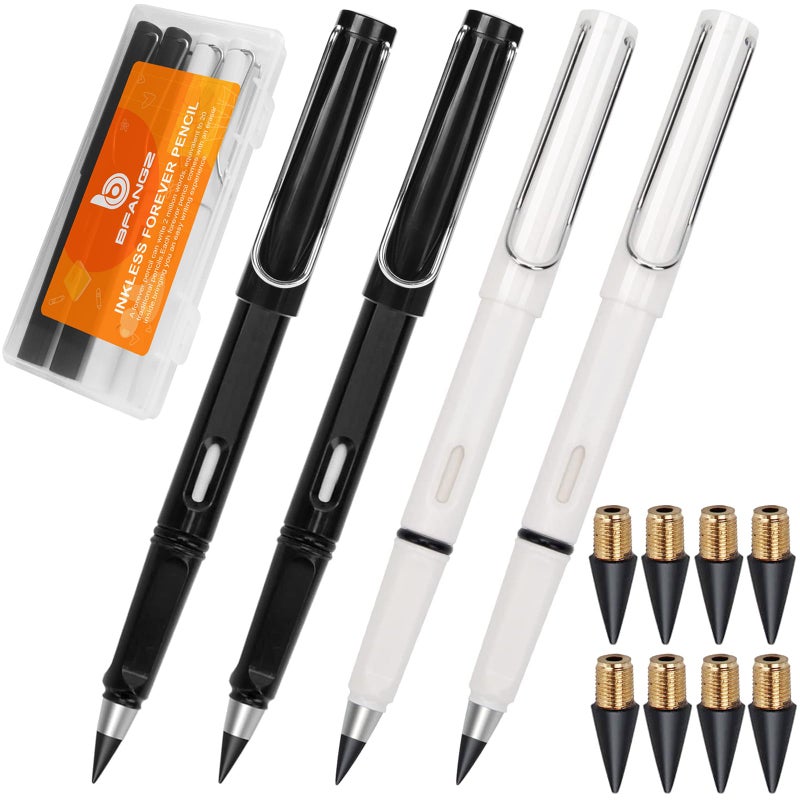 BFANGZ Infinity Forever Pencil - 0.7mm Infinite Everlasting Metal Inkless Pencils Set with Eraser, No Need Sharpened, Replace Mechanical Pen for Sketch, Drawing and Writing（With 8Pcs Nibs and Pen Case） - Image 1