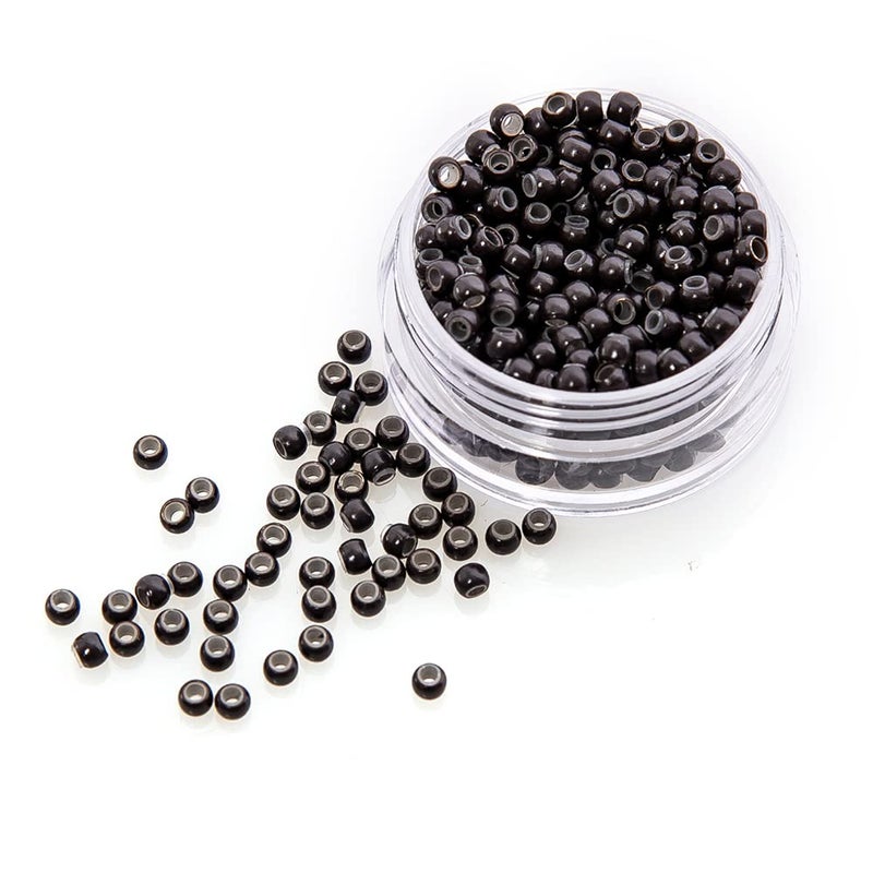 500 PCS Nano Hair Extension Beads Micro Silicone Lined Ring for I Tip Hair Extensions 30x18x22 mmDark Brown