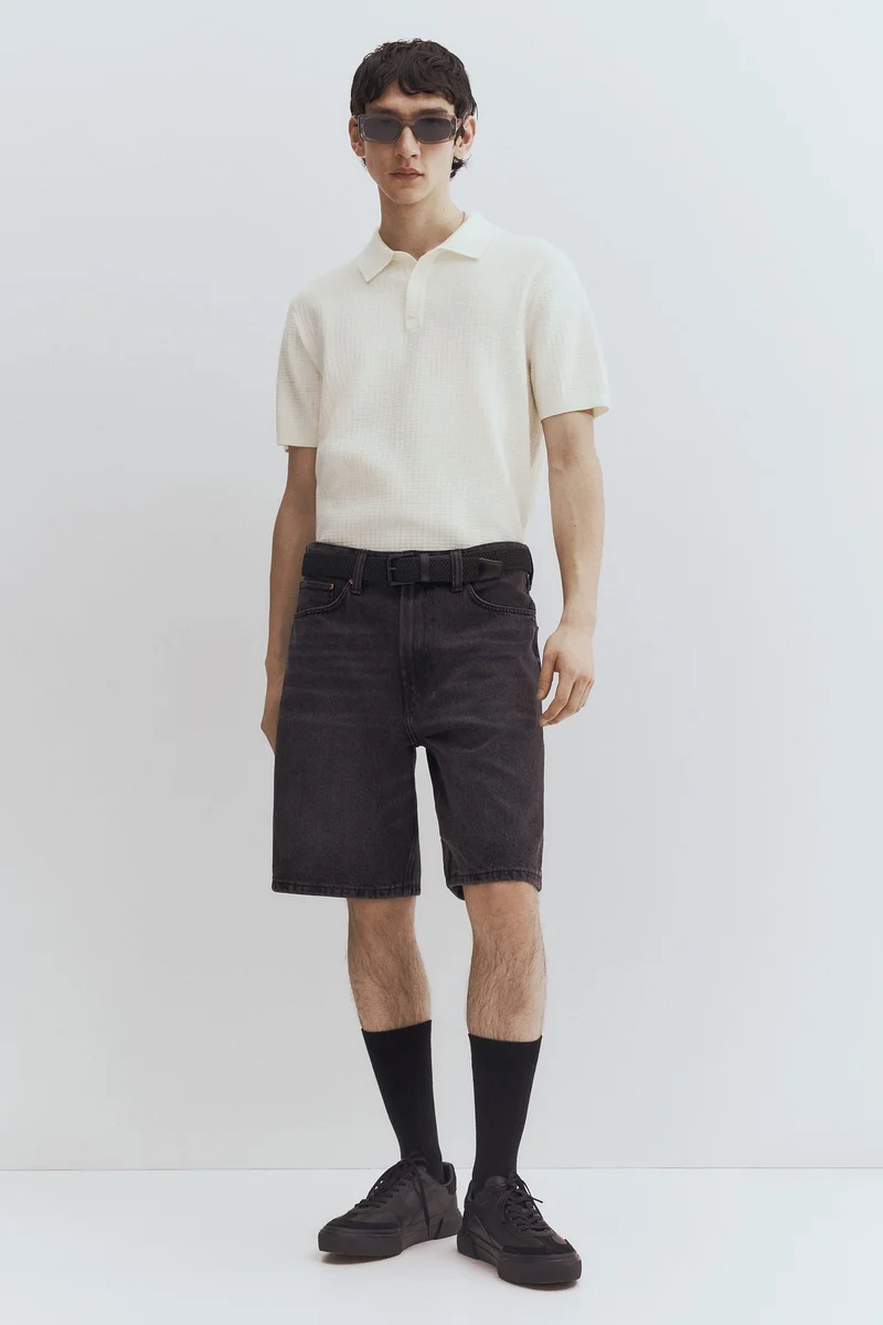 H&M Regular Fit Textured-knit polo shirt