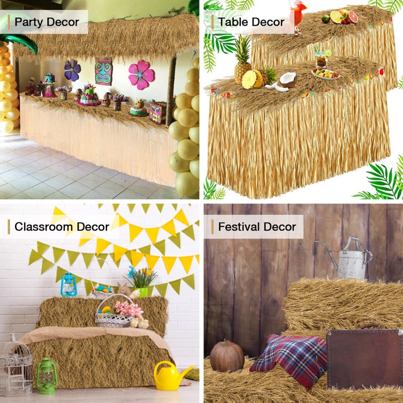 XLX TURF Fake Thatch Hay Table Runner 36 Inches - Realistic Artificial Straw Grass for Western Cowboy Party, Easter Decorations, Tiki Bar, Farm Jungle Theme Birthday Centerpiece, DIY Crafts - Image 3