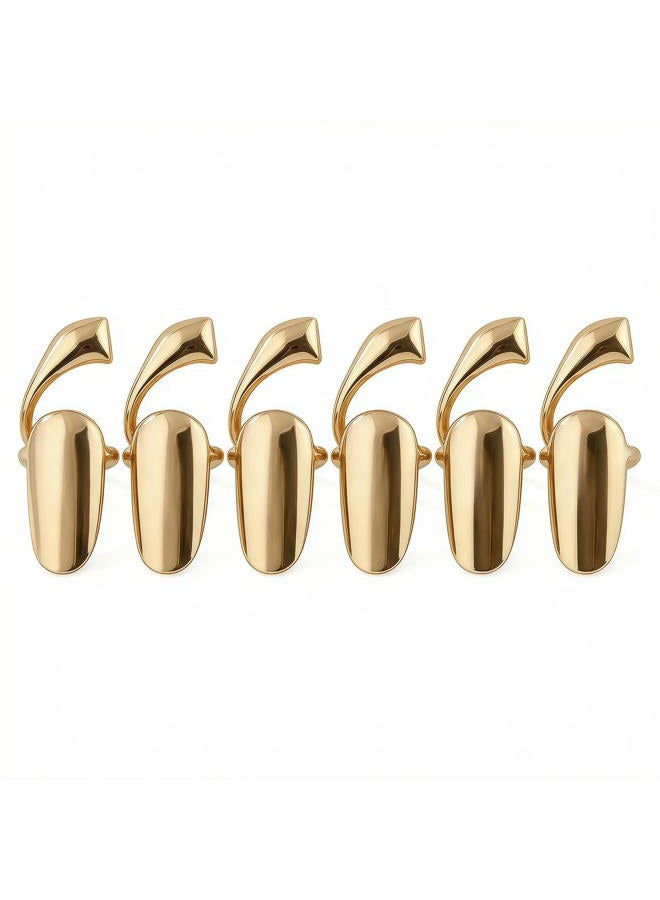 UPSTORE 6PCS Gold Women Lady Fashion Retro Metal Nail Finger Ring Fingernail Protective Nail Cap Cover Tip Rings Nail Art Charm Decorations Fingertip Claw for Cosplay - Image 1