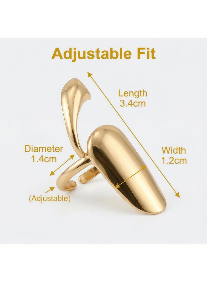UPSTORE 6PCS Gold Women Lady Fashion Retro Metal Nail Finger Ring Fingernail Protective Nail Cap Cover Tip Rings Nail Art Charm Decorations Fingertip Claw for Cosplay - Image 2