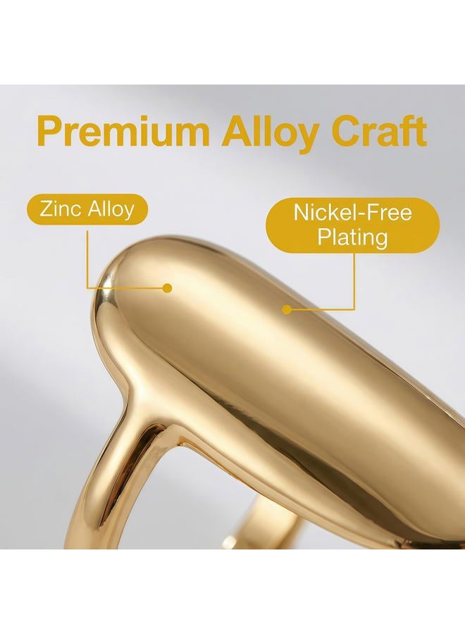UPSTORE 6PCS Gold Women Lady Fashion Retro Metal Nail Finger Ring Fingernail Protective Nail Cap Cover Tip Rings Nail Art Charm Decorations Fingertip Claw for Cosplay - Image 4