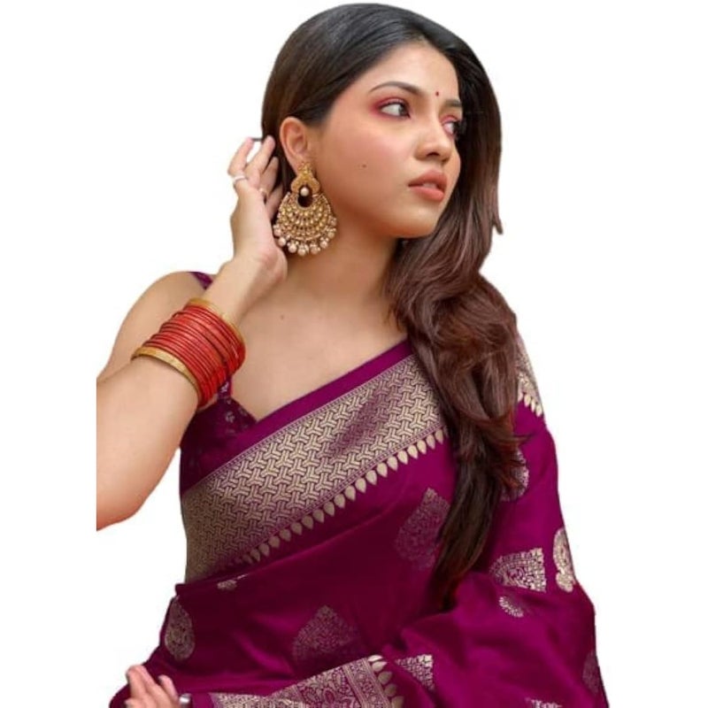 Women's Banarasi Soft Silk Saree Kanjivaram style banarasi sari pack of 1 - Image 1