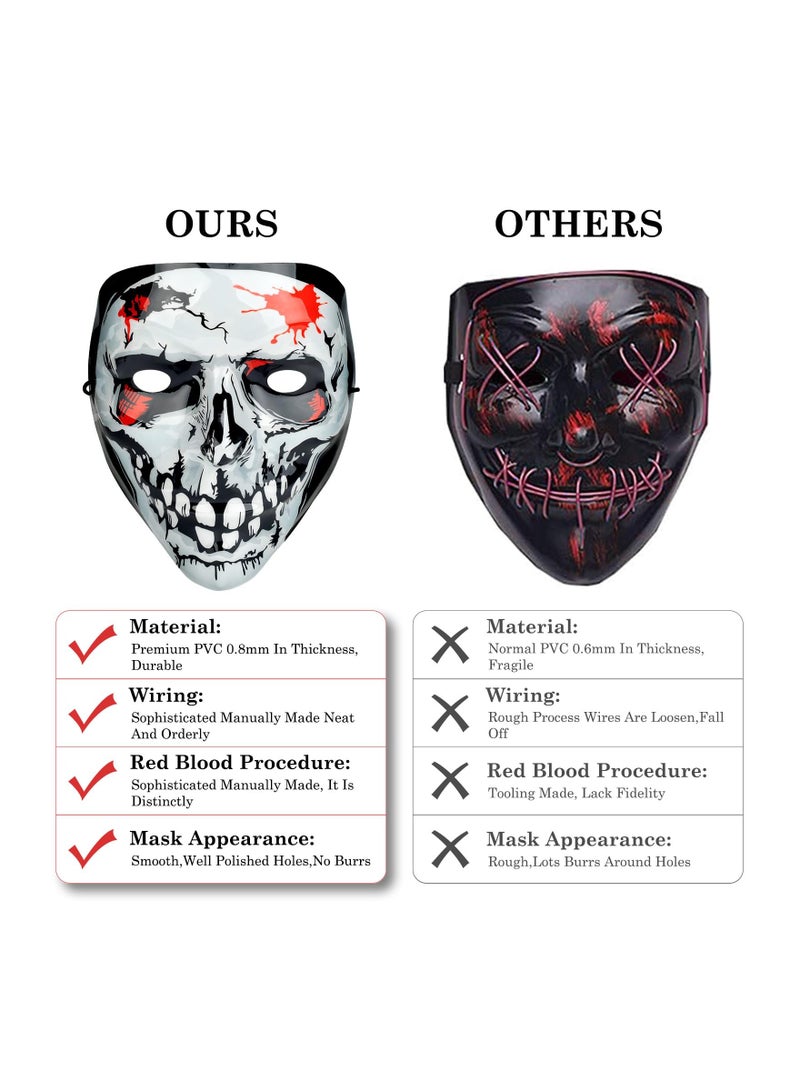 KASTWAVE KASTWAVE Party LED Masks, Halloween Mask, Scary Mask,LED Lighted Face Transforming Mask,Mask Neon Horror Fun Costume  Adult Fancy Dress for Carnivals,Masquerades and Cosplay Costume Parties(skeleton) - Image 4