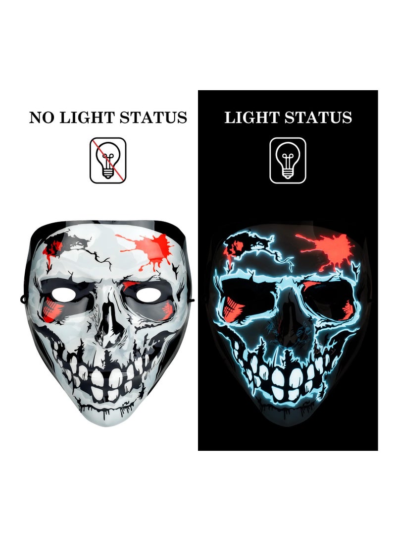 KASTWAVE KASTWAVE Party LED Masks, Halloween Mask, Scary Mask,LED Lighted Face Transforming Mask,Mask Neon Horror Fun Costume  Adult Fancy Dress for Carnivals,Masquerades and Cosplay Costume Parties(skeleton) - Image 3