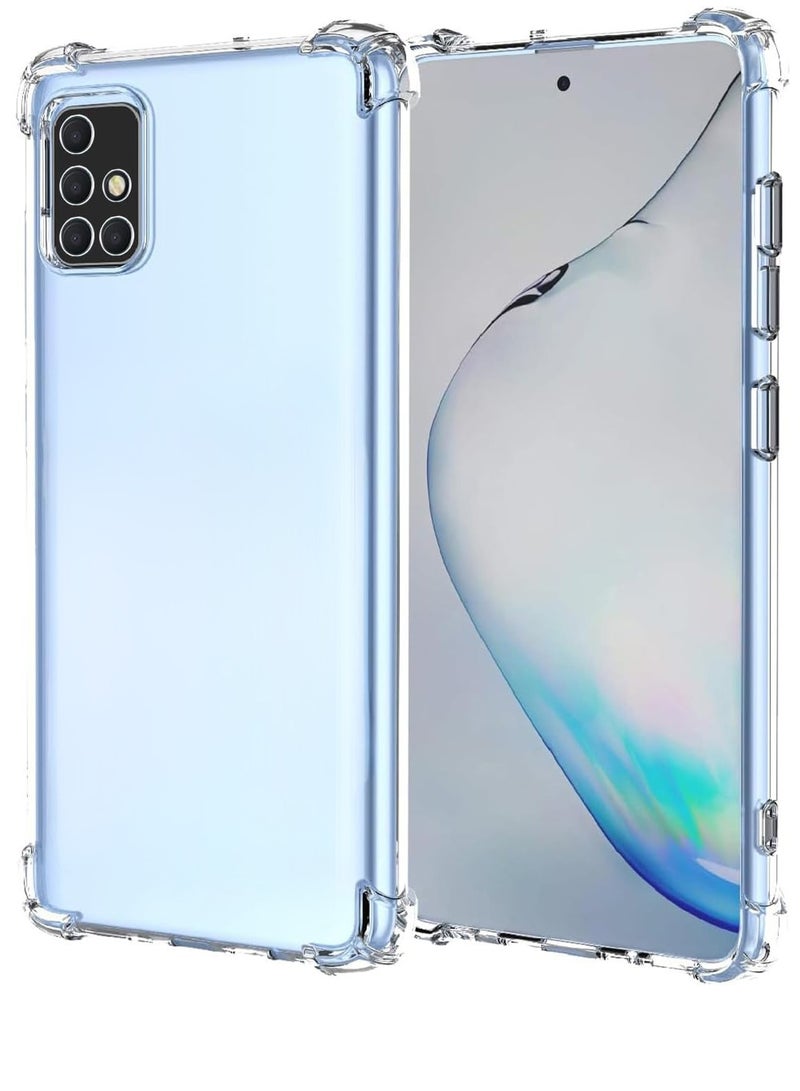 جراب متوافق مع هاتف Samsung Galaxy A71، غطاء سيليكون شفاف من مادة TPU وواقي للكاميرا ومضاد للصدمات وزوايا مقاومة للصدمات - شفاف