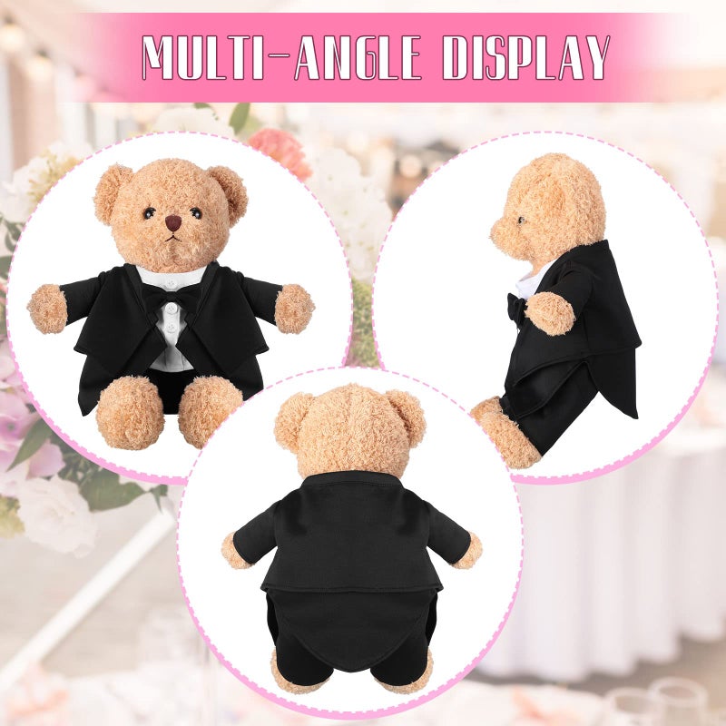 Minatee Set of Tuxedo Outfit, Bear Clothes Suitable for 13-15 Inch Stuffed Animal Clothes, Bear Accessories for Your Own Stuffed Animals on Weddings - Image 2