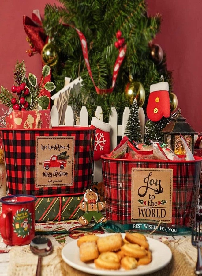 Putuo Decor Christmas Metal Buckets, 5 Pieces Christmas Metal Herb Garden Planter, Christmas Decorations Galvanized Tin Bucket Pails for Party Home Table Centerpieces Decor 7.9" L x 5.2" W x 4.3" H - Image 4