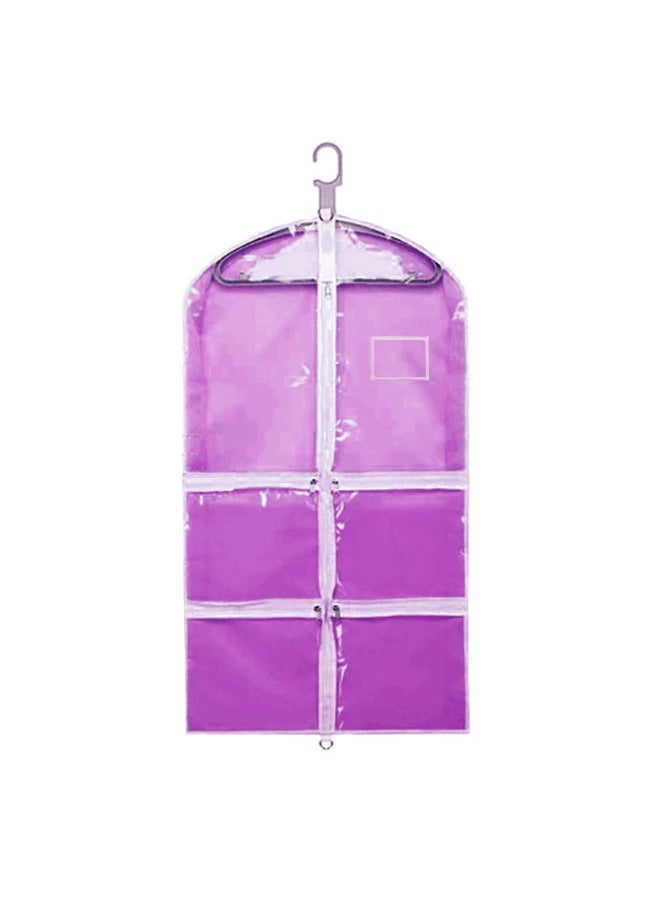 xozgdovg 37-inch Kids Transparent Dress Dust Cover with 4 Zip Pockets Purple 