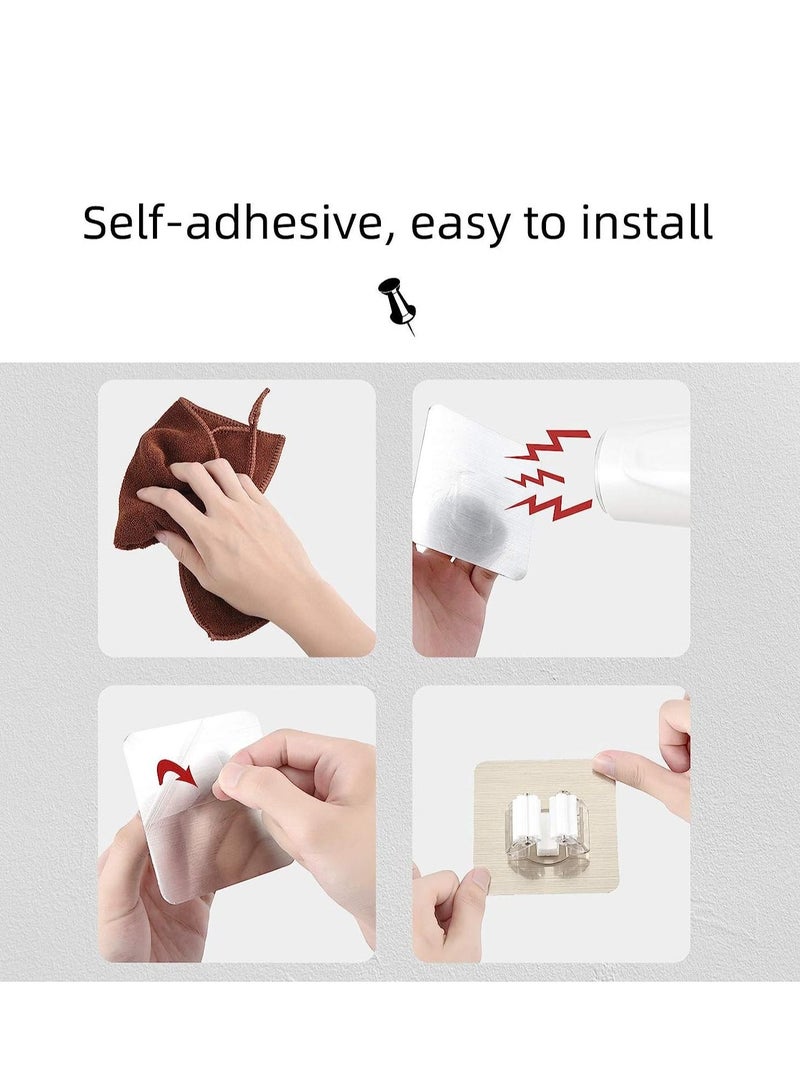 SYOSI 4 Pcs Mop Broom Holder Self Adhesive Organizer Wall Mount Clips for Kitchen Bathroom Closet Garden Garage White - Image 2