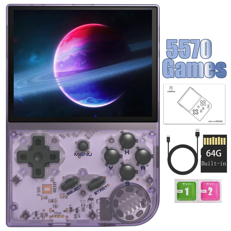 Aivuidbs RG35XX Retro Handheld Game Console 35 Inch IPS Screen 32GB Storage PreLoaded Games HDMI TV Output 2600mAh Battery 35XX Purple11 - Image 3